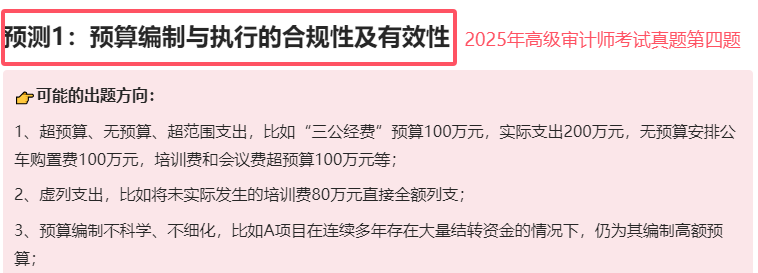 2025年高级审计师考试真题考点