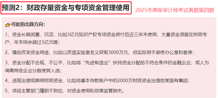 2025年高级审计师考试真题考点
